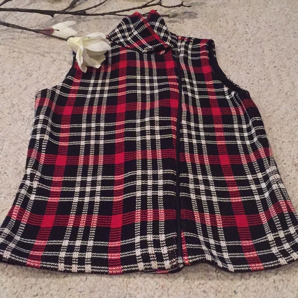 NWT Chaps asymmetrical plaid holiday zipup vest M - Picture 2 of 8